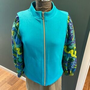 Upcycled one of a kind Jacket with Patterned Sleeves! EUC